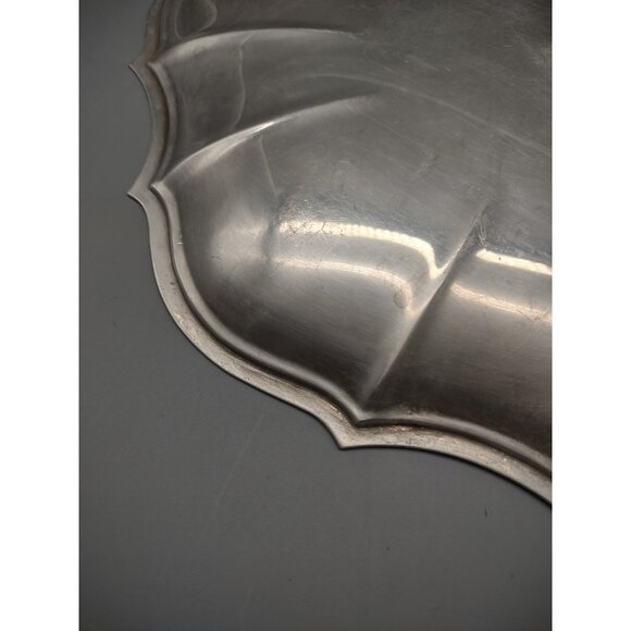 Vintage Chippendale Silver Plate Serving or Trinket Tray, Scallop Edge, 10.75" - Picture 17 of 17